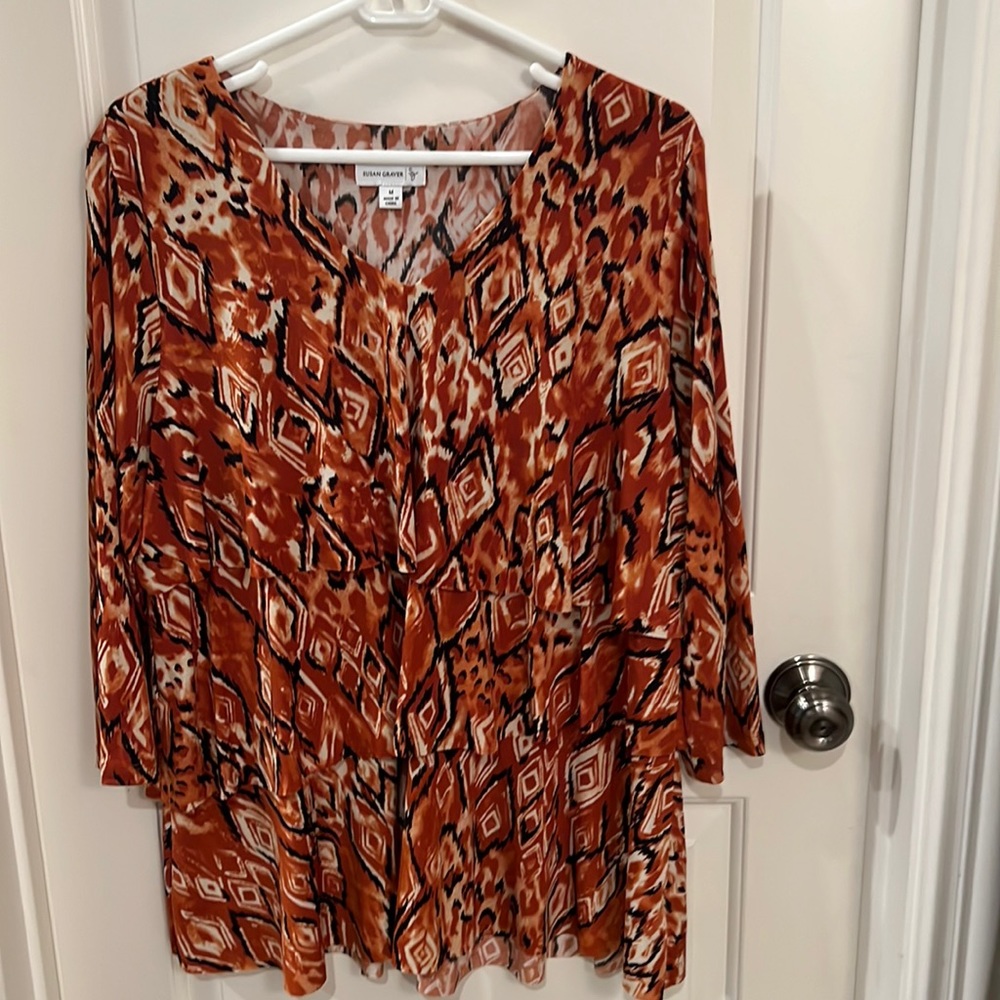 Susan Graver designed three tier, embellished top/blouse.